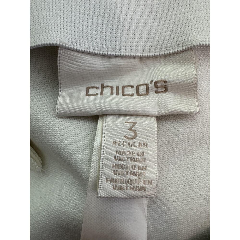 Chicos Pants Women XL White Knit Lindy Side Zip Straight Leg Slim Stretch Ponte - Picture 14 of 15